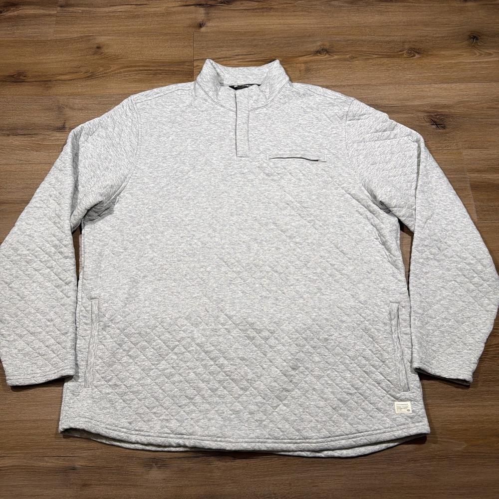 Travis Mathew Men's XXL Transatlantic Quarter Zip Quilted Pullover Sweater Grey